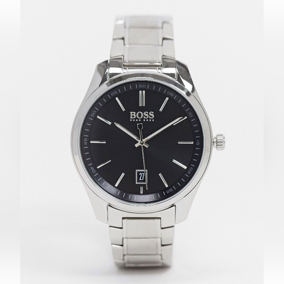 Authentic Hugo Boss Circuit Silver Tone Men's Analog Quartz Watch w/ Black Dial - Picture 4 of 11